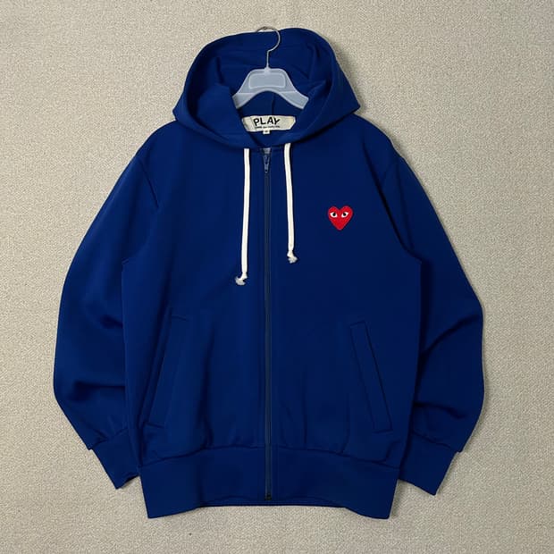  (S) 꼼데가르송 플레이라인 블루 후드집업