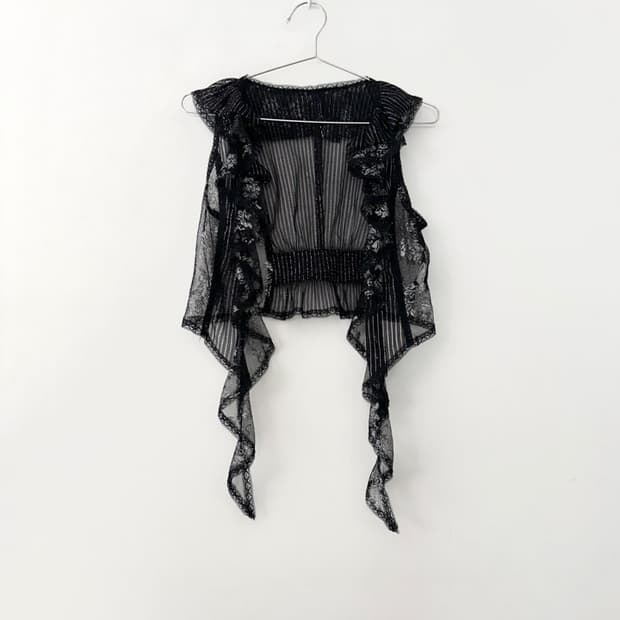 Silver point glitter layer vest / black