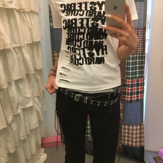 히스테릭글래머 히스테릭스 화이트 데미지 반팔티