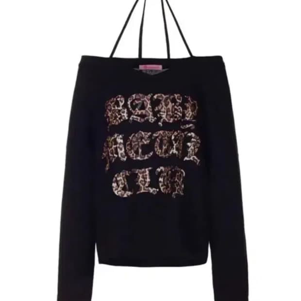 베이비메탈클럽 스트링레오파드오프숄더티