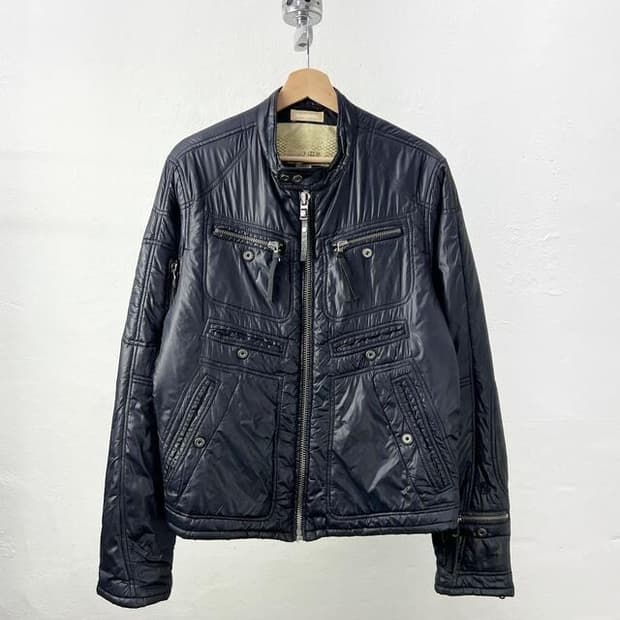 디젤 멀티포켓 글로시 패디드 바이커 자켓