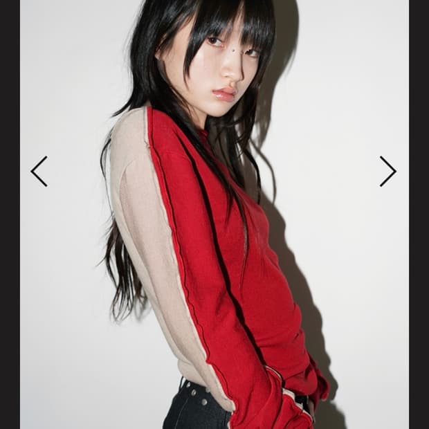 데어드 하프앤하프 롱슬리브 레드