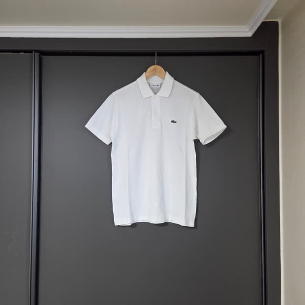 [3] 라코스테 L1212 화이트 폴로셔츠 카라티 / pk 피케