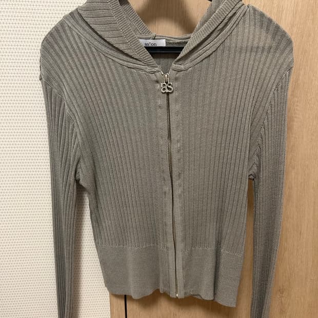 애즈온 나디아 니트 집업 카키