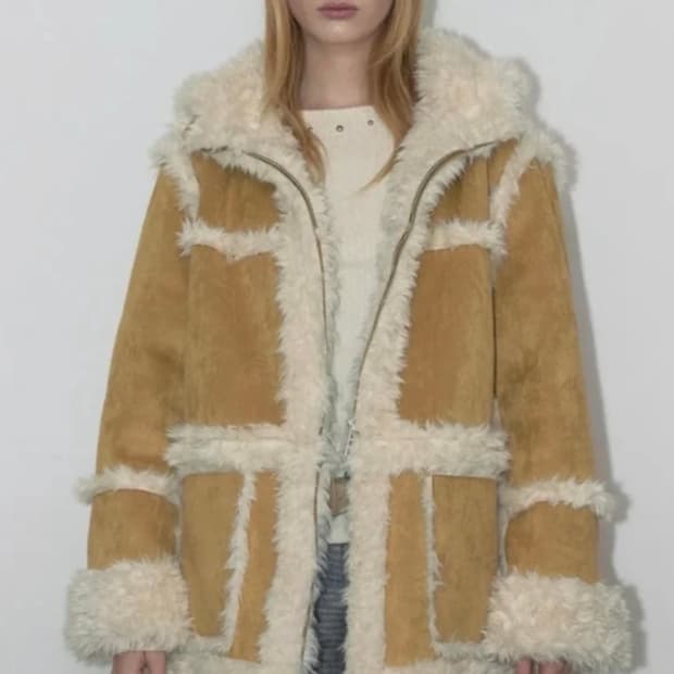 [무료배송]아수라 투웨이 스웨이드 후디 무스탕(머스타드)