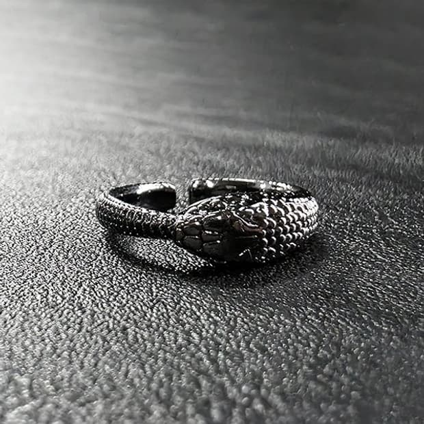 Ouroboros 실버 흑도금 남자 엔틱 빈티지 명품 고대 뱀 반지