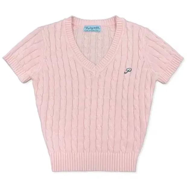 페일제이드 케이블 니트 베이비핑크