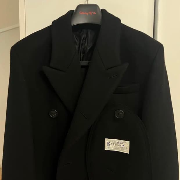 Stu  에스티유 21 winter Patch Double Coat 블랙