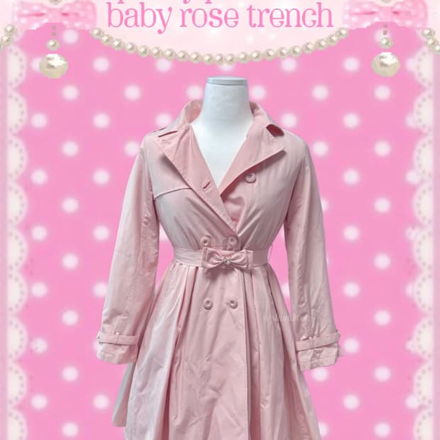 [오후6시오픈] 히메갸루 리본쥬얼 핑크 트렌치코트