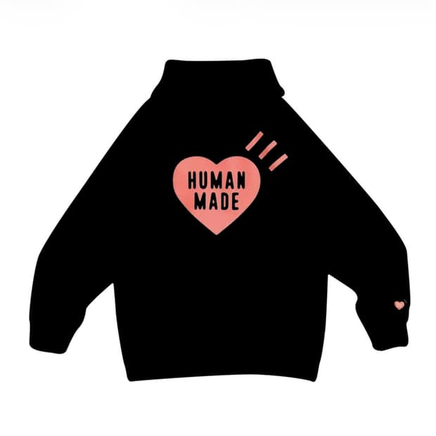 휴먼메이드 하트 헤비웨이트 후드티 블랙 살몬 핑크 s