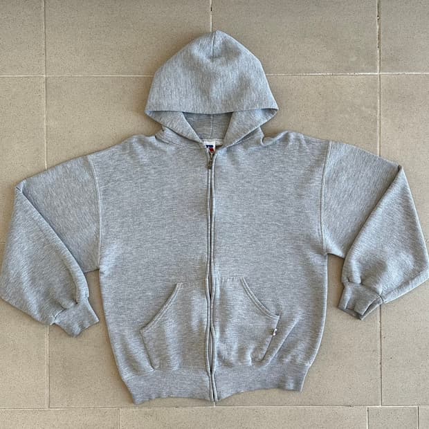 90s 빈티지 러셀 후드집업 그레이 M