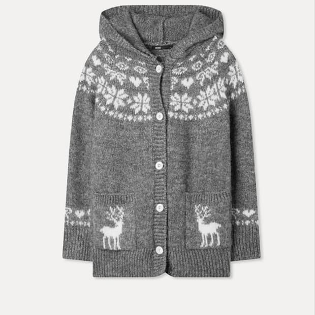 새상품) 미쏘 스노우 패턴 가디건 삿포로룩