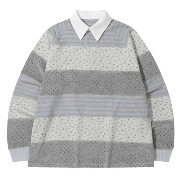 더뮤지엄비지터  STRIPE PATCHWORK PK LONG SLEEVE