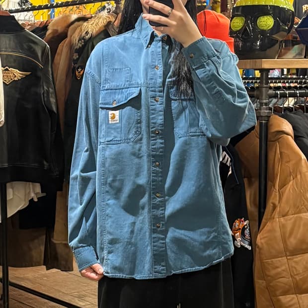 [HI]  Carhartt 칼하트 투포켓 긴팔셔츠 블루