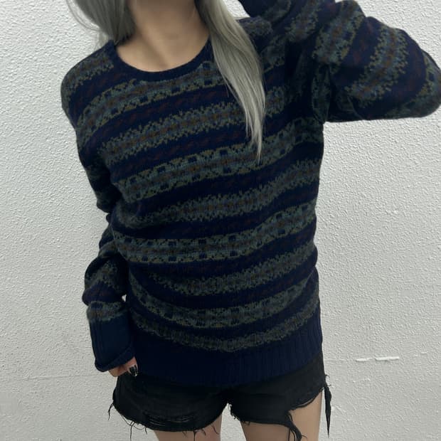 폴로 랄프로렌 에스닉패턴 네이비 니트 90