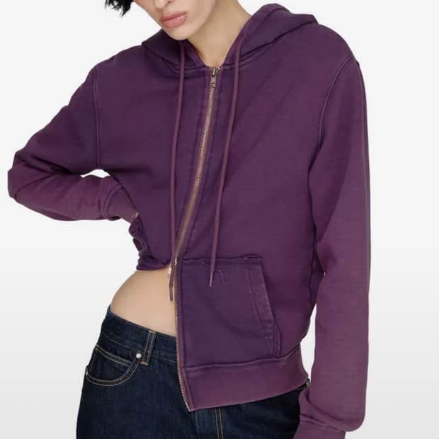 썬번프로젝트 Washed hoodie zip-up purple