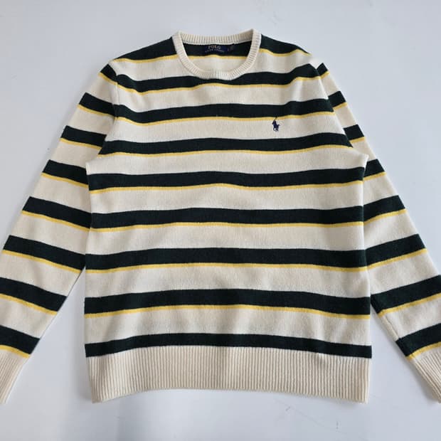 폴로 랄프로렌 스트라이프 울 니트 그린/아이보리 LG