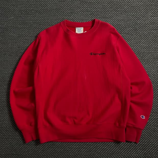 챔피온 리버스위브 미니멀 레드 스웻 셔츠o 4251