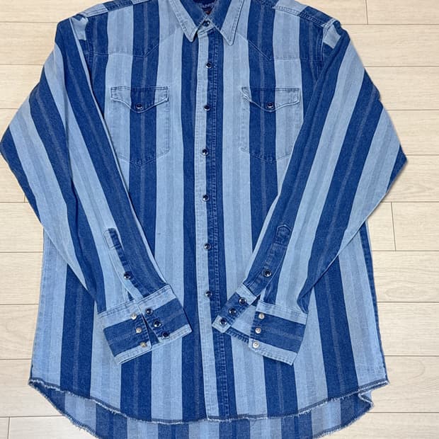 랭글러 USA 블루 스트라이프 웨스턴셔츠(L)