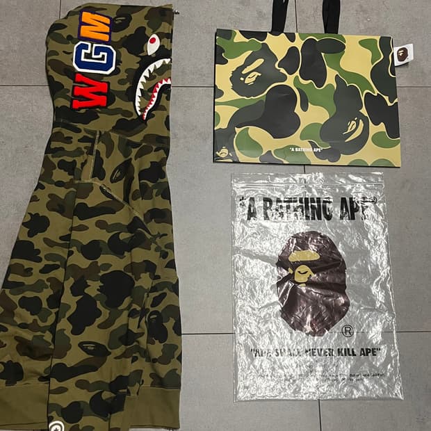 베이프 그린 녹계 샤크 후드집업