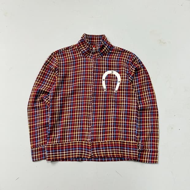 인디언 모터사이클 체크 집업 블루종