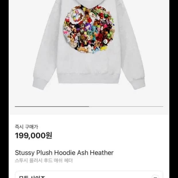 스투시 플러쉬 후드 애쉬