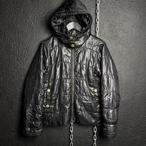 Glossy Black Hooded Jacket