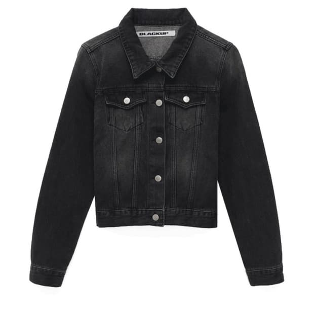 블랙업 스위텐 워싱 데님자켓 흑청