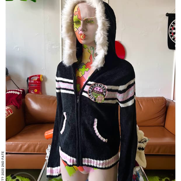 90s Peda & Mada Fur Hood Fleece Zip-up