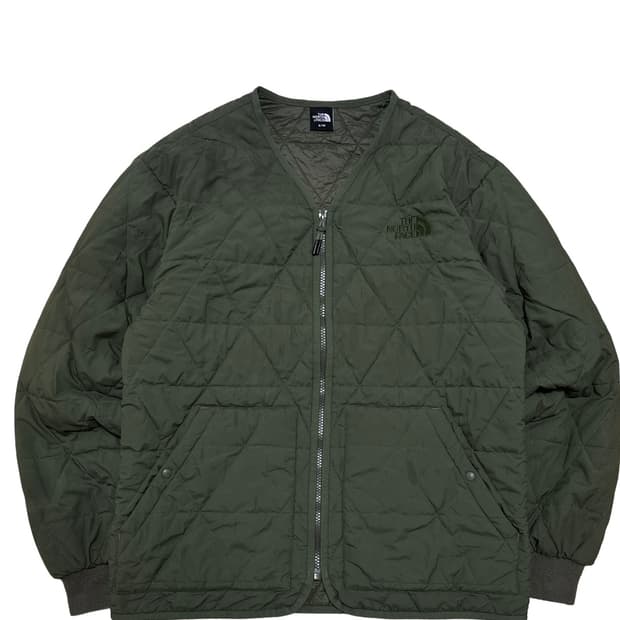 노스페이스 카키 가디건 경량패딩