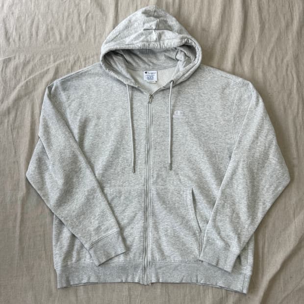 챔피온 오트밀 자수패치 후드집업 XL