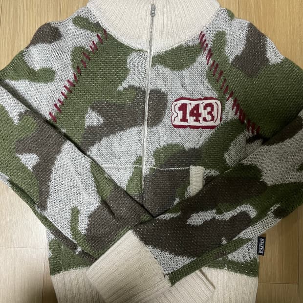 Camouflage Mohair Raglan Zip-Up Forest