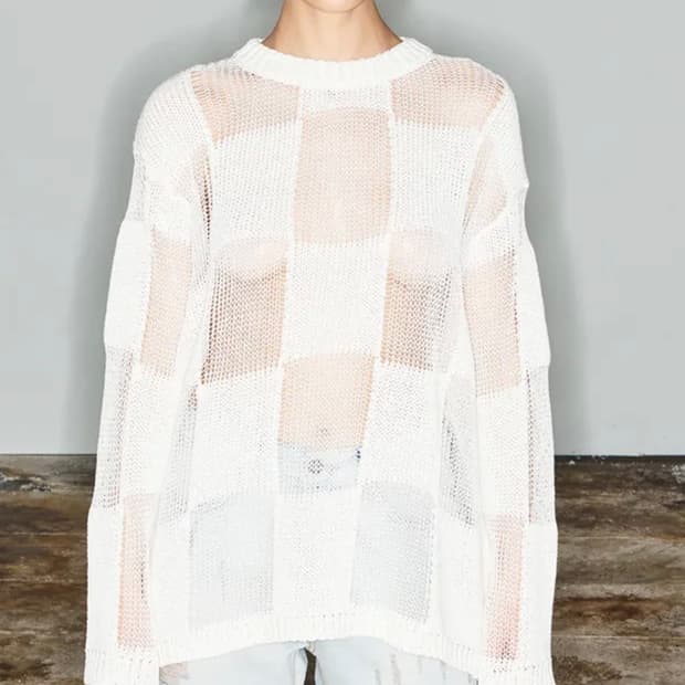 Open yy checker board pullover 니트