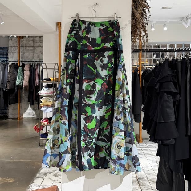 겐조 그린 아카이브 플로랄 지퍼 맥시 스커트