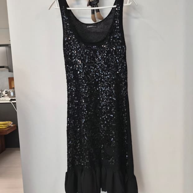 ICINOO 스팽글 니트 플레어 원피스