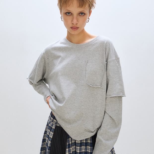 (구매) 플리즈프로젝트 레이어드 롱슬리브 멜란지그레이