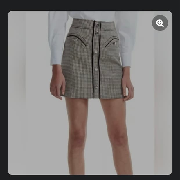 마쥬(Maje) 정품 하운드투스 체크 버튼 미니 스커트