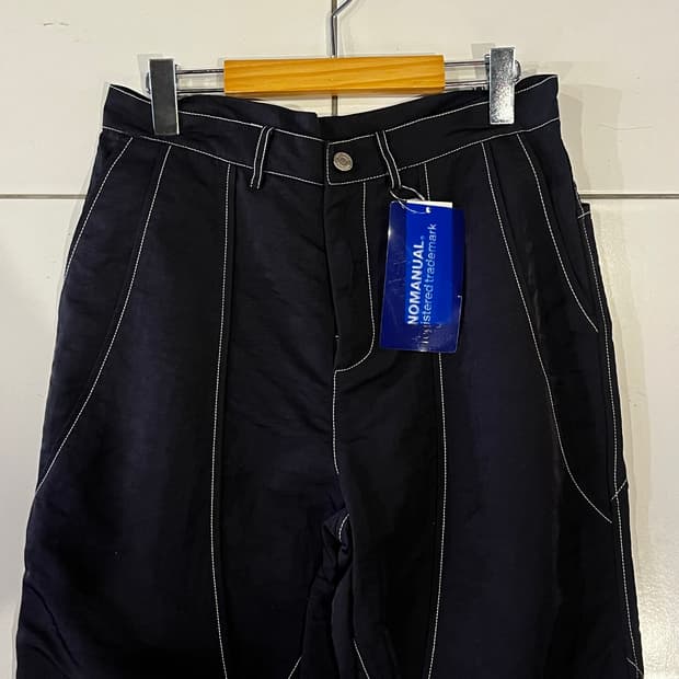 노매뉴얼 패널 레이어드 팬츠 네이비 L 새상품