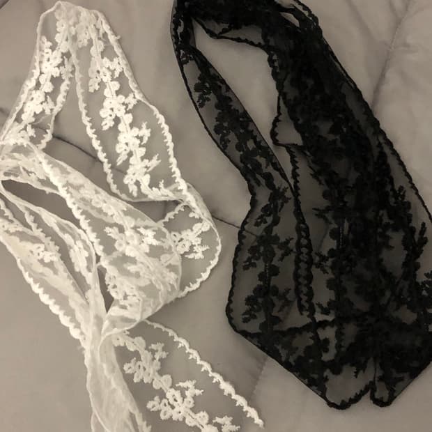 레이스 스카프 화이트/블랙