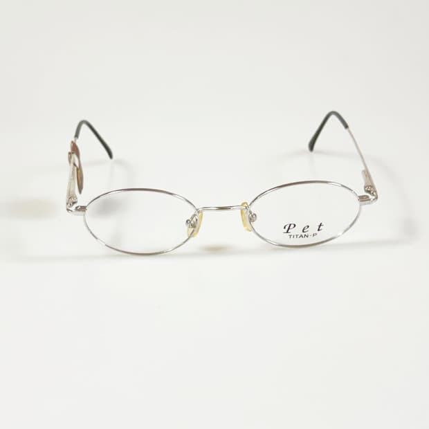 Pet 실버 티타늄 슬림 오벌 프레임 빈티지 안경