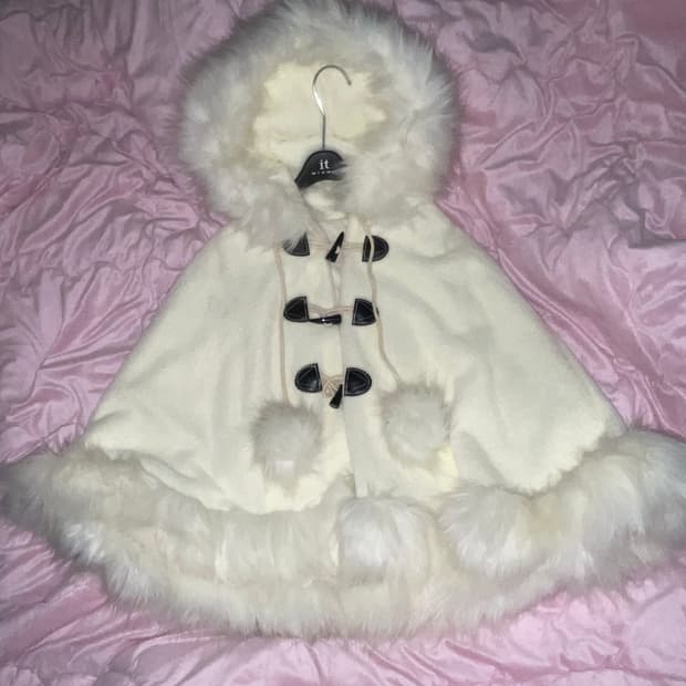 달천깔 폭닥 퍼 케이프 망토 판초