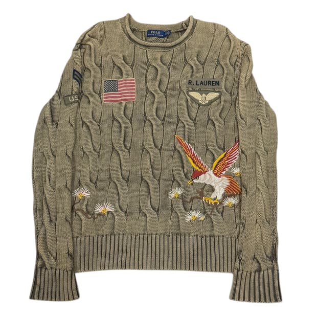 폴로 랄프로렌 엠브로이드 자수 케이블 니트 S