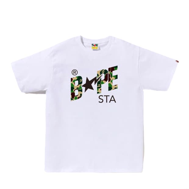 베이프 ABC 카모 베이프 스타 로고 티셔츠 화이트 그린