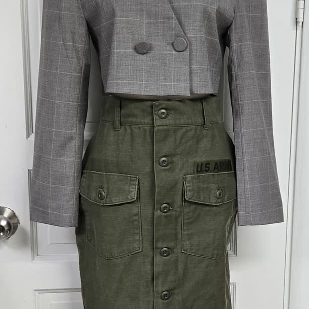 77circa 스커트/마일드 오렌지 크롭자켓