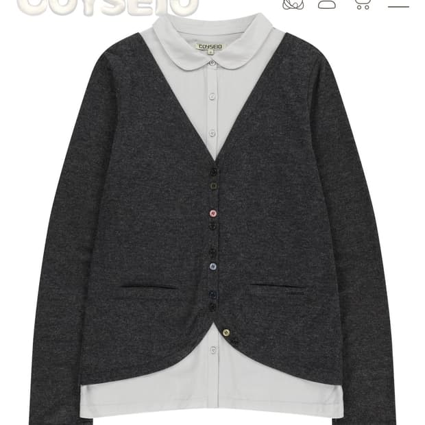 코이세이오 레이어드 셔츠 가디건 다크 그레이
