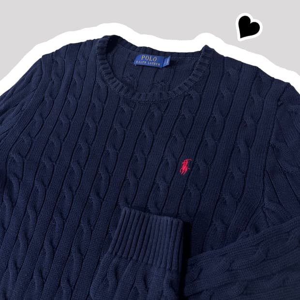 신형 폴로 랄프로렌 네이비 꽈배기 니트