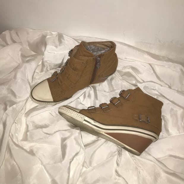 Ash 아쉬 갸루 카멜브라운 하이탑 웨지 스니커즈