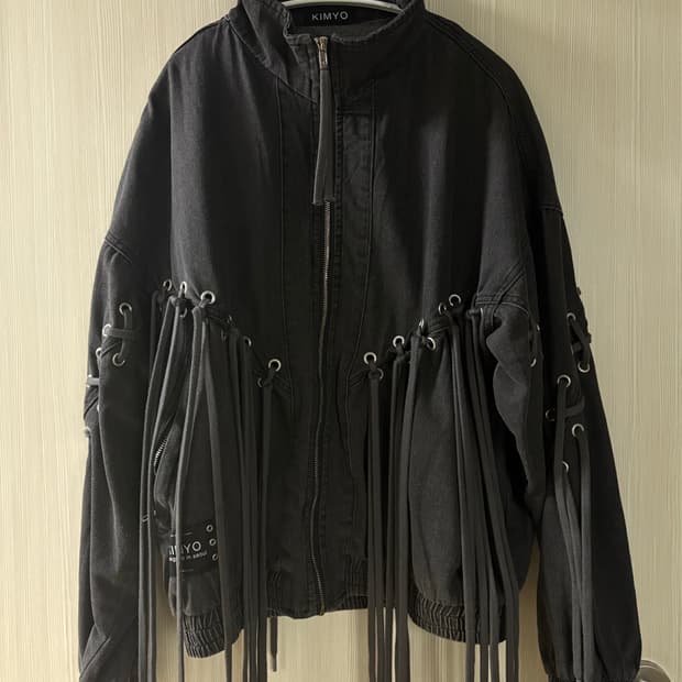 키묘 데님 집업 블랙