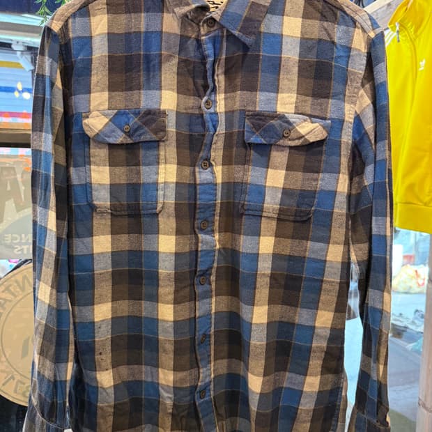 빈티지 블루 플란넬 체크셔츠