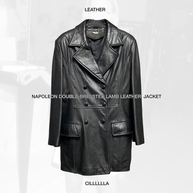 [66,M] 나폴레옹 더블 브레스티드 렘레더 자켓